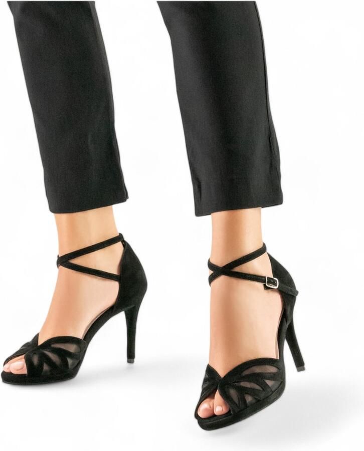 Anna Kern 930 80 Ivette Dames Dansschoenen Zwart Stiletto hak Plateauzool Open Neus Salsa Latin Kizomba ANNA KERN Zwart