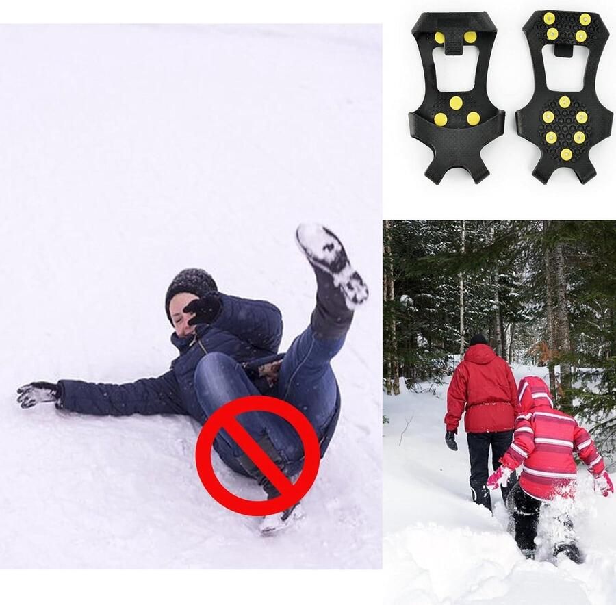 Anti-slip Schoen Spikes voor Wandelschoenen Duurzame Schoenklemmen Winterschoenen Mangaan Stalen Crampons Wandelen en Vissen XL