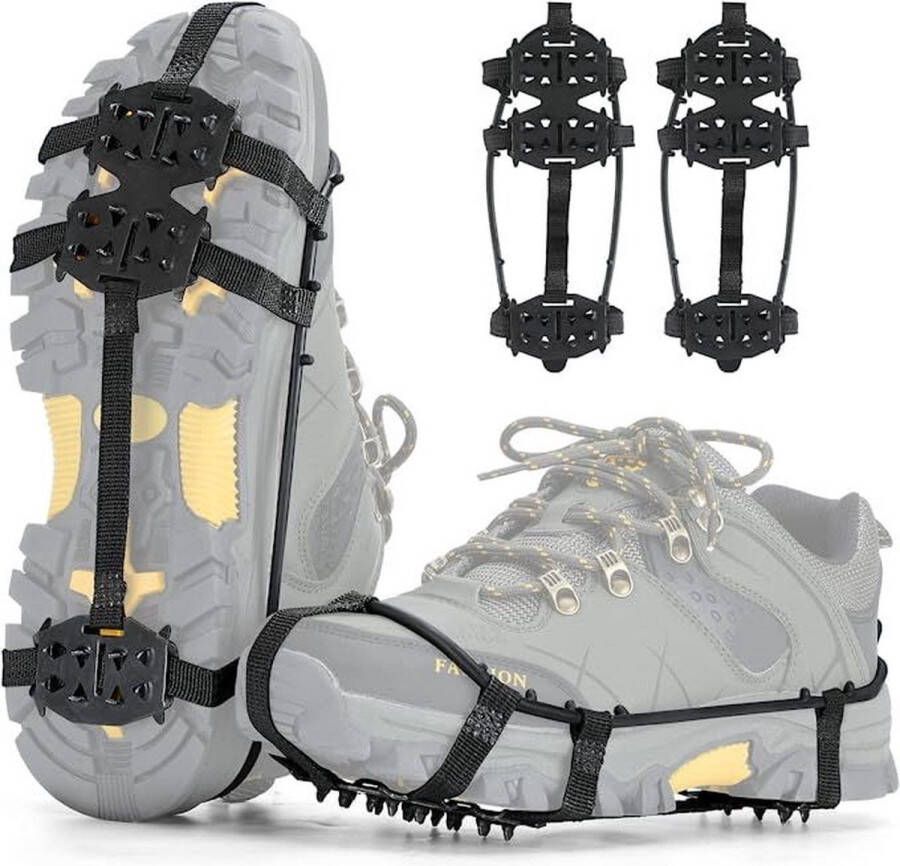 Anti Slip Sneeuwzolen Antislipzolen Grip Schoenspikes Veilig Lopen Op Sneeuw En Ijs Met 24 Spikes Voor Extra Grip Antislip Schoenspikes Voor Ijsschoenen En SkiëN Maat L zwart