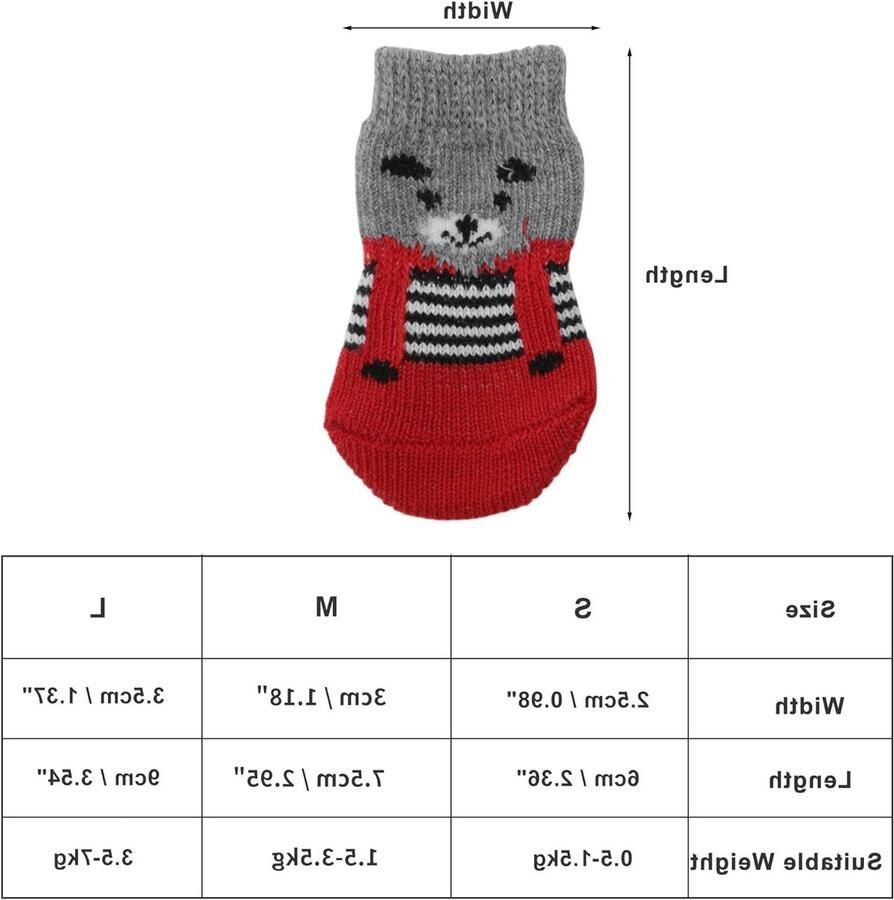 Anti-slip sokken voor honden en katten comfortabele slippers met pootbescherming en silicone gel set van 4 stuks rood
