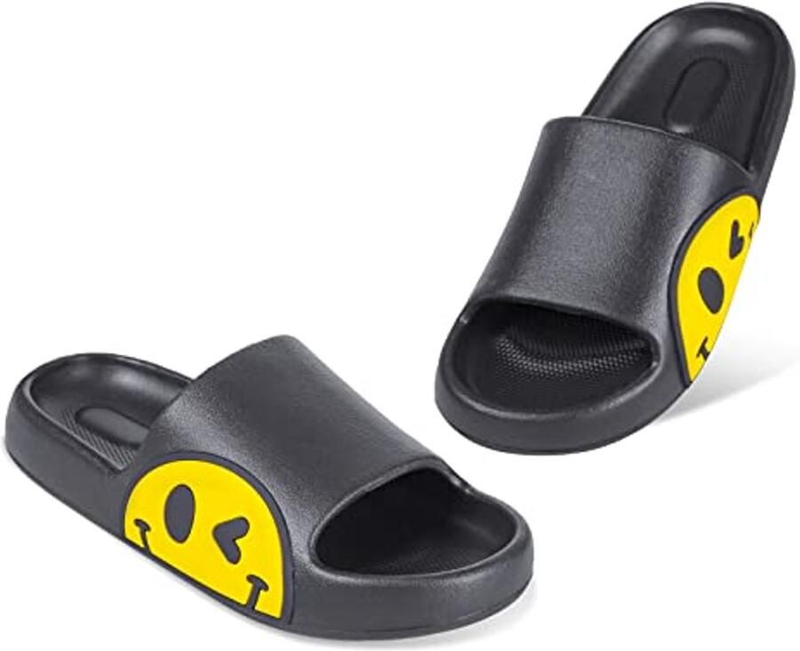 Antislip Dames Slippers met Glimlach Gezicht Sneldrogende Kussenslippers voor Binnen en Buiten