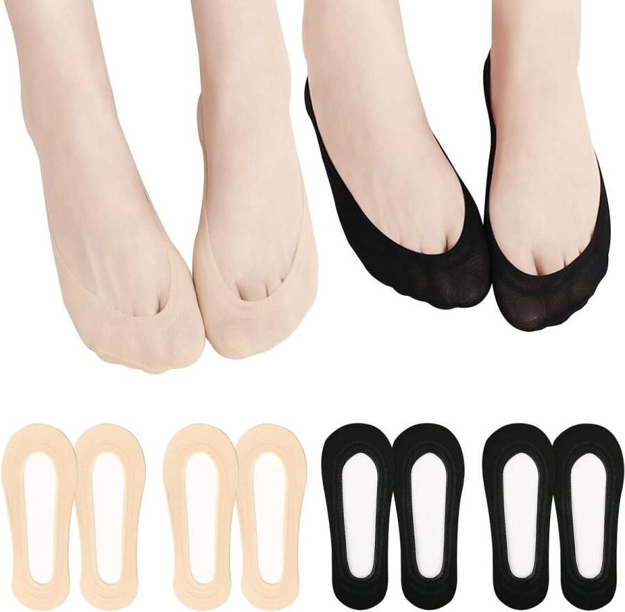 Antislip damessokken voor hoge hakken en sneakers Zwart en Naakt