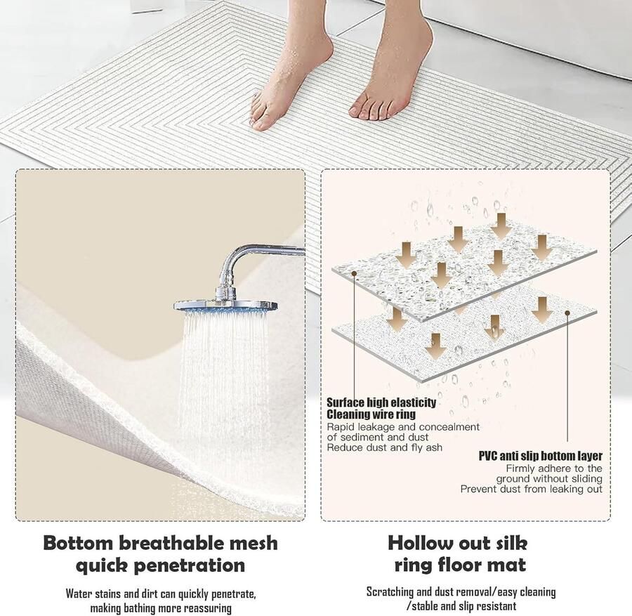 Antislip Doucheslippers in Driehoekvorm met Zuignappen Ideaal voor Badkamer (50x