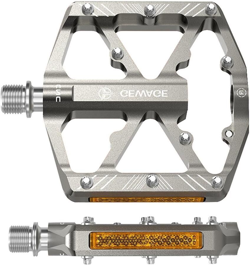 Fietspedalen Metaal Antislip Pedalen Veilig Fietsen 9 Verwisselbare Pinnen Standaard Maat Titanium