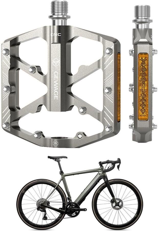Antislip Fietspedalen Aluminium Pedalen Veilig Fietsen Met Reflectoren 9 16 Inch Titanium