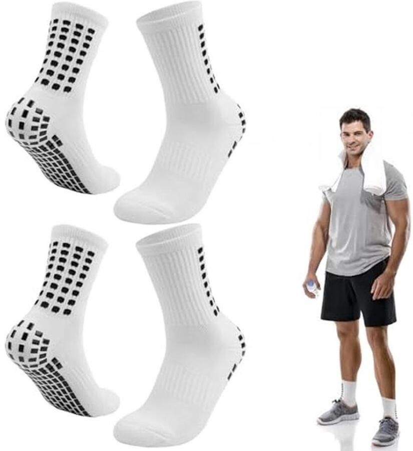 Antislip Gripsokken voor Voetbal en Basketbal Witte Sport Sokken (39.5-40.5 EU)