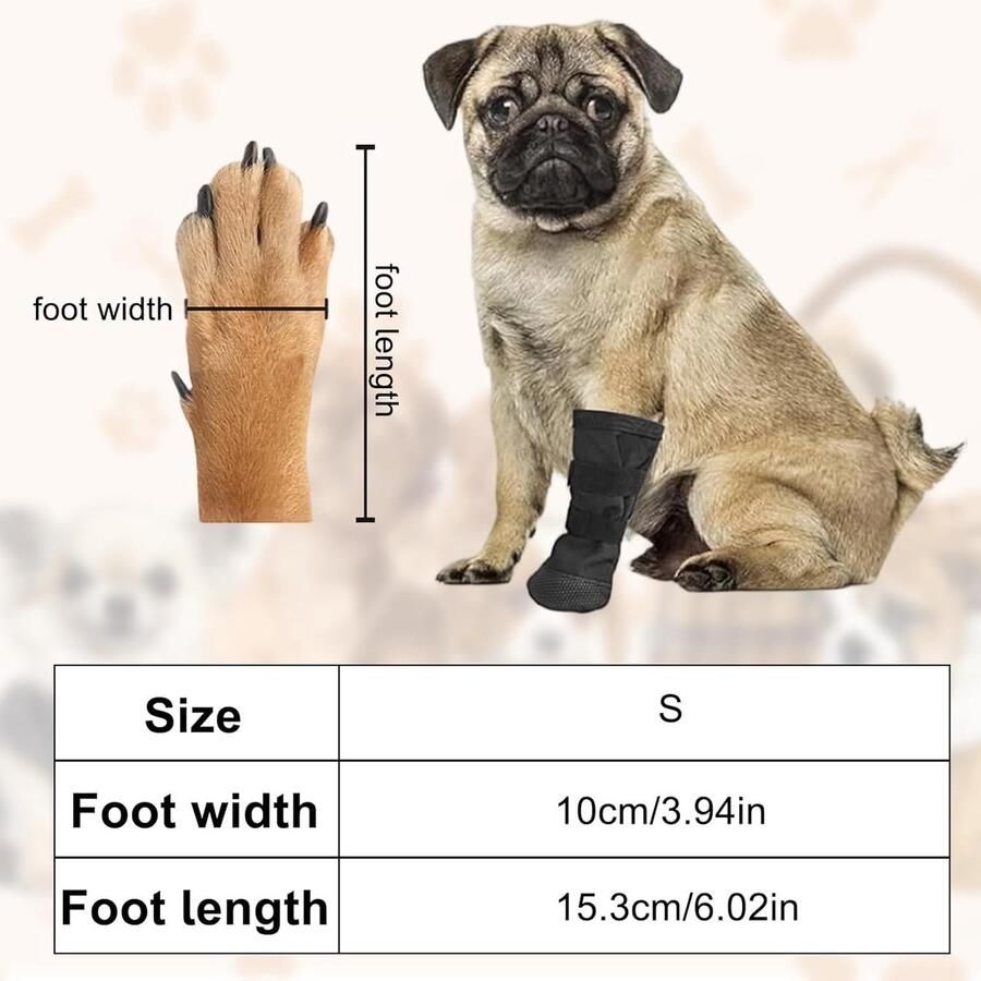 Antislip hondenschoenen voor herstel bij verwondingen verstelbare laarzen voor honden maat S zwart pootbescherming voor huisdieren