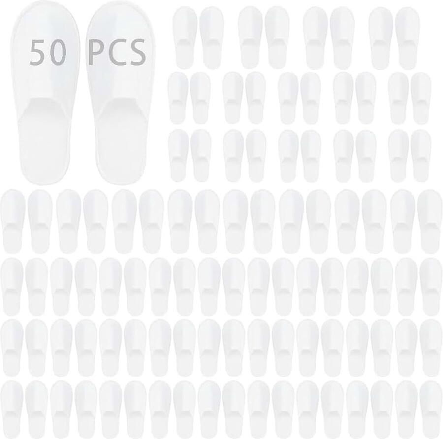 Antislip hotelpantoffels draagbare Universele Maat Spa-pantoffels Geschikt Voor Badkamer Gasten Reizen Thuis Bruiloft en Hotel (Blank Peluche 50 Paaren)