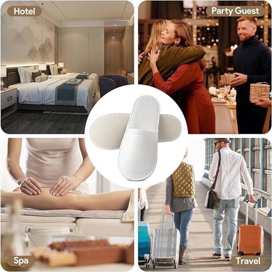 Antislip hotelpantoffels draagbare Universele Maat Spa-pantoffels Geschikt Voor Badkamer Gasten Reizen Thuis Bruiloft en Hotel (Laine de corail 12 Paaren)
