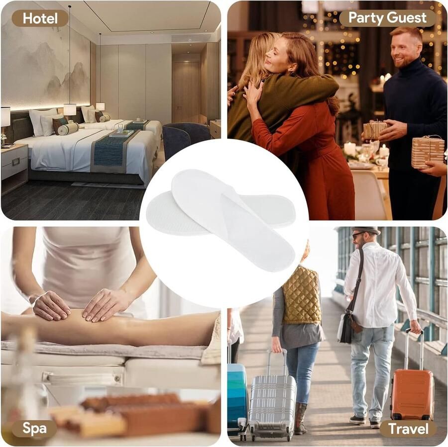 Antislip hotelpantoffels draagbare Universele Maat Spa-pantoffels Geschikt Voor Badkamer Gasten Reizen Thuis Bruiloft en Hotel (Wit Non-geweven weefsel 50 Paaren)