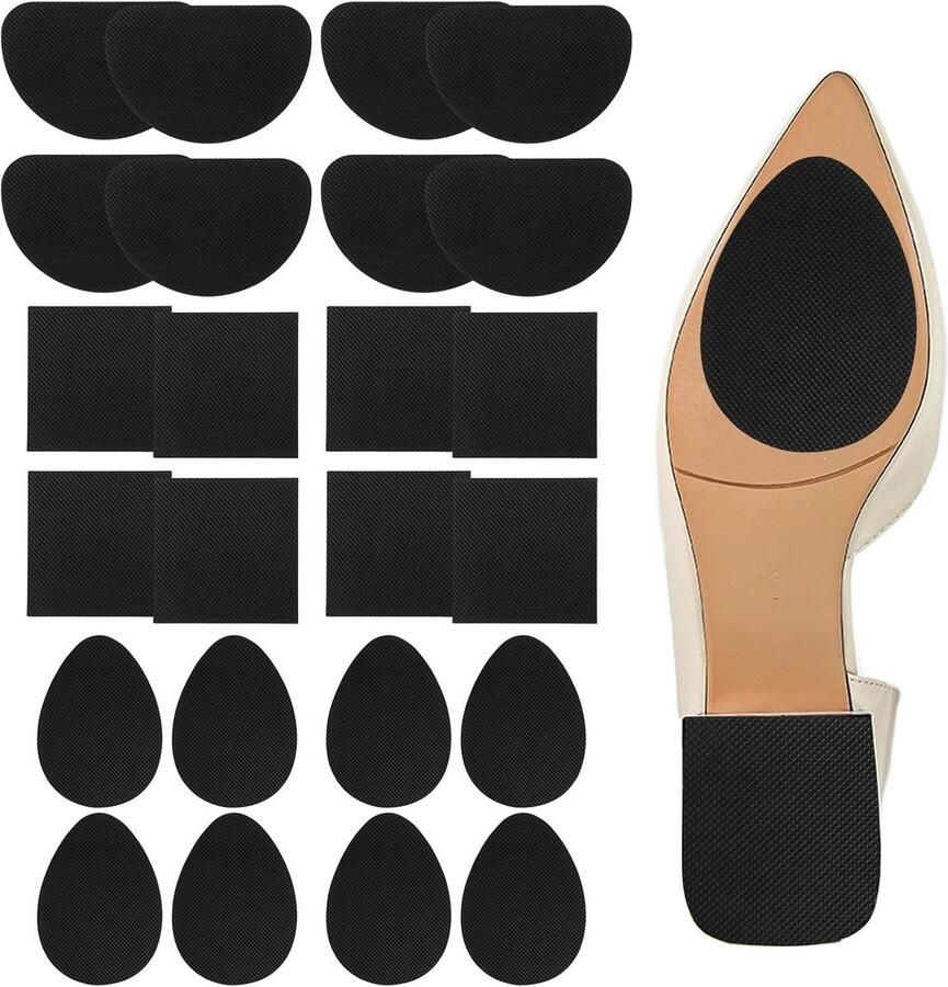 Antislip schoenpads 24 stuks zelfklevende zoolbeschermers voor hoge hakken platte schoenen en sneakers rubberen hielpads voor optimale grip en comfort
