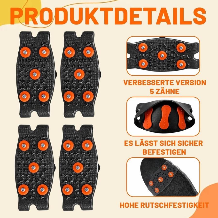 Antislip schoenspikes voor wandelen en bergschoenen 2 paar universele spikes voor sneeuw en ijs met 5 tanden ideaal voor laarzen en schoenen
