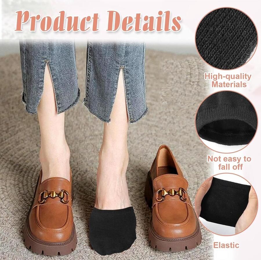 Antislip Sokken Vrouwen 8 Paar Ademend en Onzichtbaar Zwart en Wit Perfect voor Ballerina's en Hakken ShopVlot
