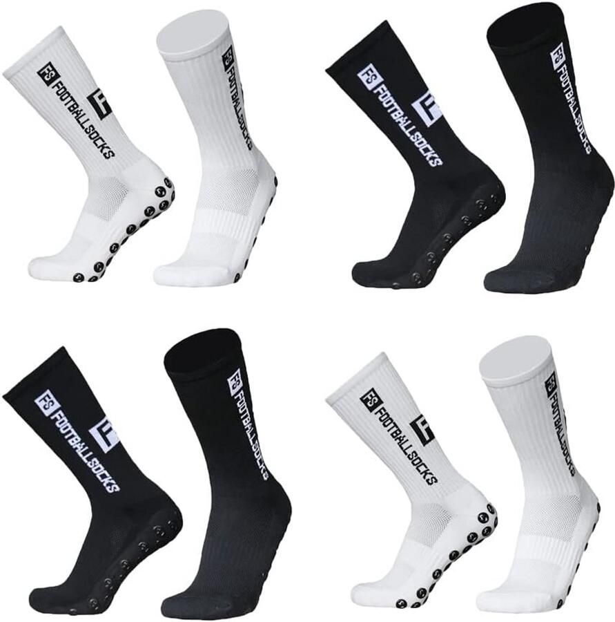 Antislip Sportsokken 4 Paar Ade d en Sneldrogend voor Voetbal en Hardlopen