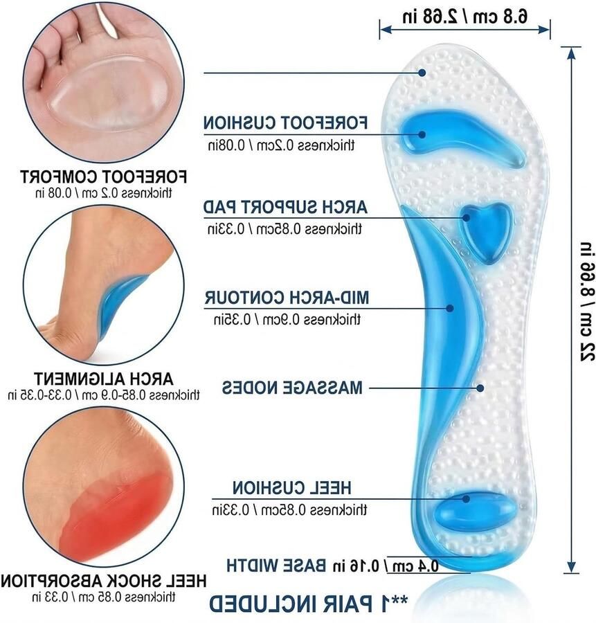 Antislip zelfklevende inlegzolen voor dames gelinlegzolen voor hoge hakken en sandalen acupressuur voor voetverlichting en comfort
