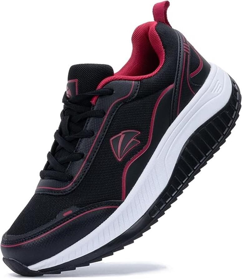 AOV Dames Wandelschoenen Zwart Rood Met Boogondersteuning & Pijnverlichting )