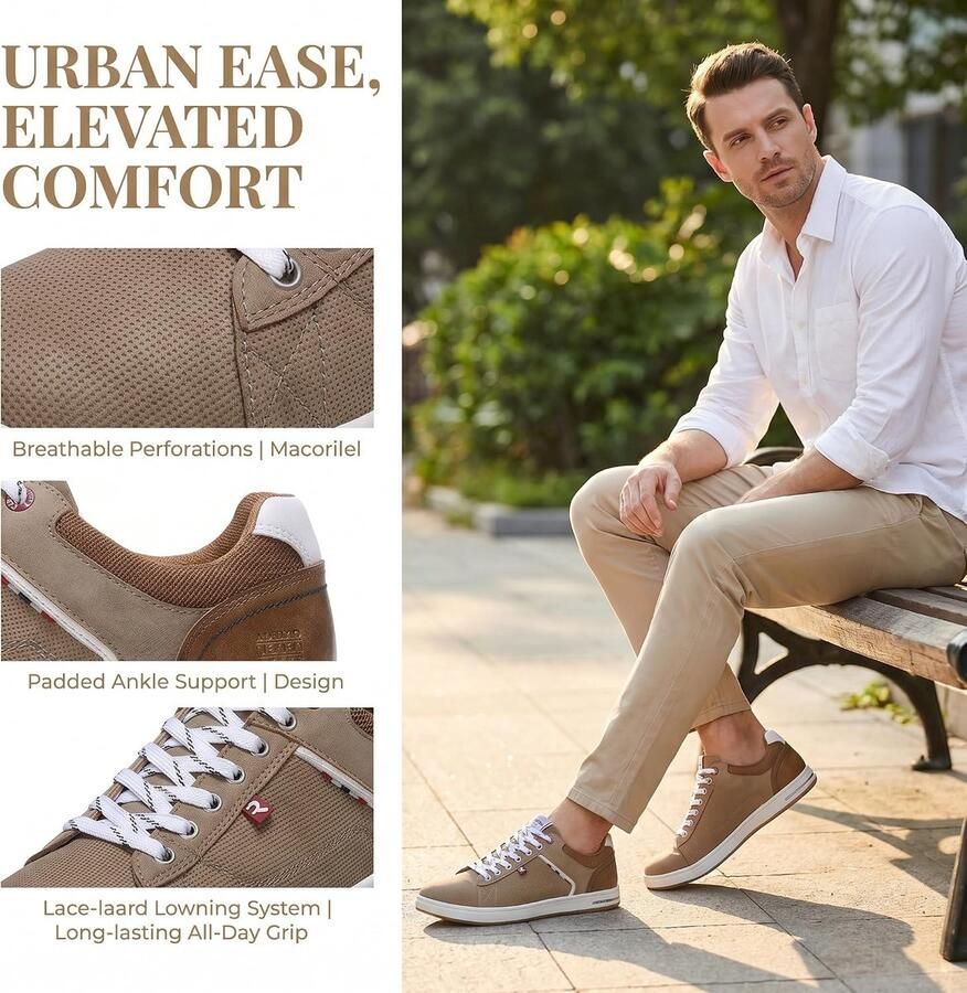 ARRIGO BELLO Sneaker Men Shoes Anti-Slip Casual Breathable Sports Shoes Fashion Walking Shoes S Brown ShopVlot