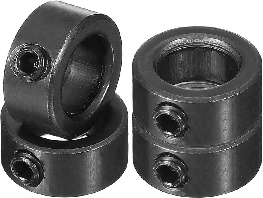 Asklem 10 mm diameter 18 mm OD 8 mm dik 4 stuks koolstofstaal landingswielklem met borgschroef zwart