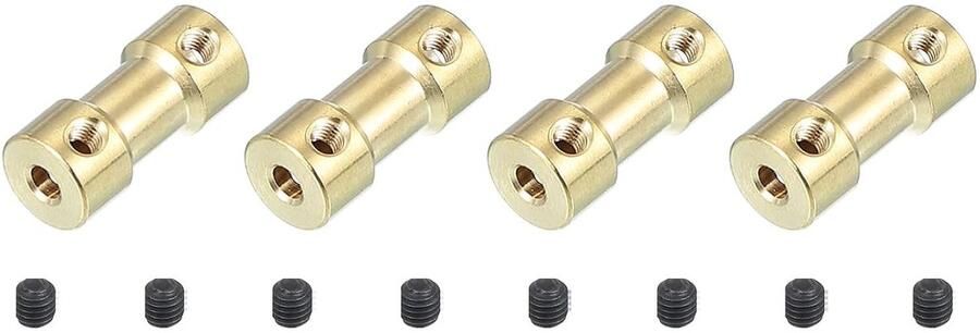Askoppeling 3 17 mm op 2 mm 4 stuks stijve hulsadapter verlengkoppeling as messing voor motor met M3-schroeven voor banden vliegtuig auto RC robot