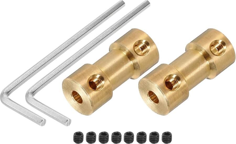 Askoppeling connector met boring van 3 mm-3 17 mm lengte 20 mm φ 9 mm 2 stuks askoppelingen M3 messing assen stijve koppeling voor auto motoraccessoires 3D-printer doe-het-zelf robot
