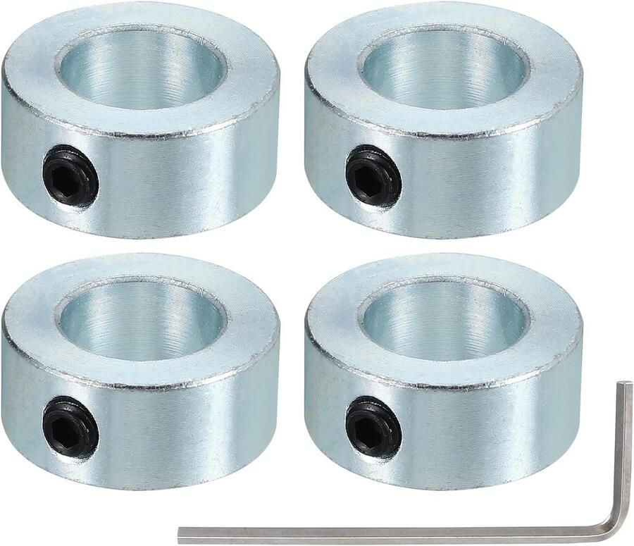 Asmanchet (5 8 inch) buitendiameter: 4 stuks koolstofstaal met M6 stelschroef en sleutel zilver