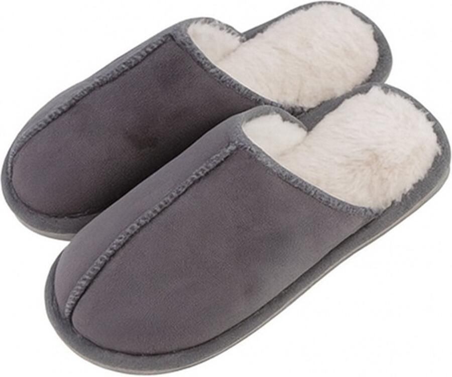 ATTREZZO Pantoffels Heren Sloffen Donkergrijs Heerlijk warm!