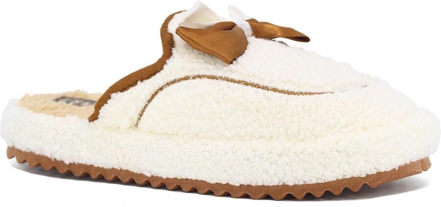 Auris Dames Pantoffels Strik Wit