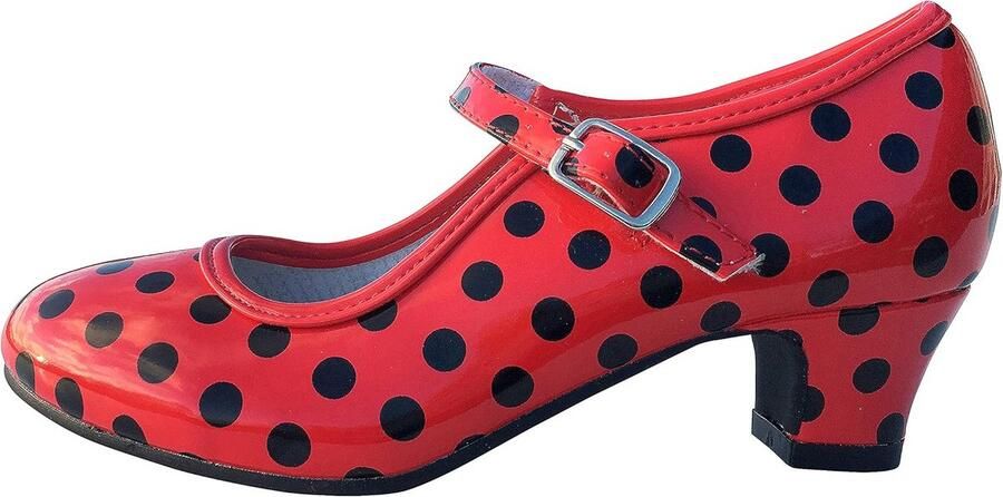 Authentieke Spaanse Flamenco Dansschoenen Rood met Stippen