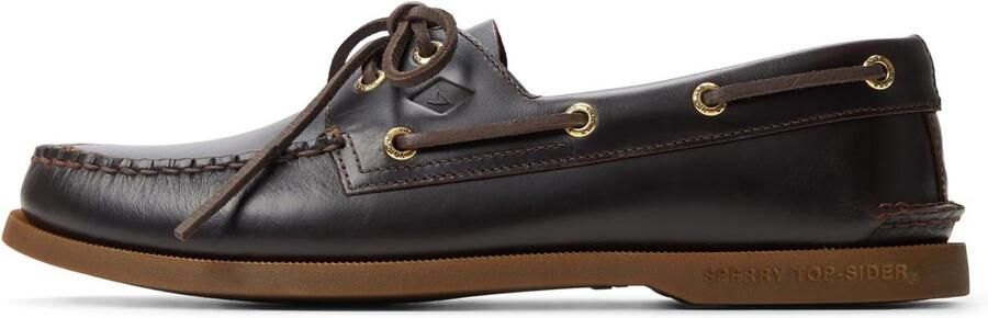 Authentieke Heren Bootschoenen Blauw Leer 2-Eye Dekzwart Schoenen