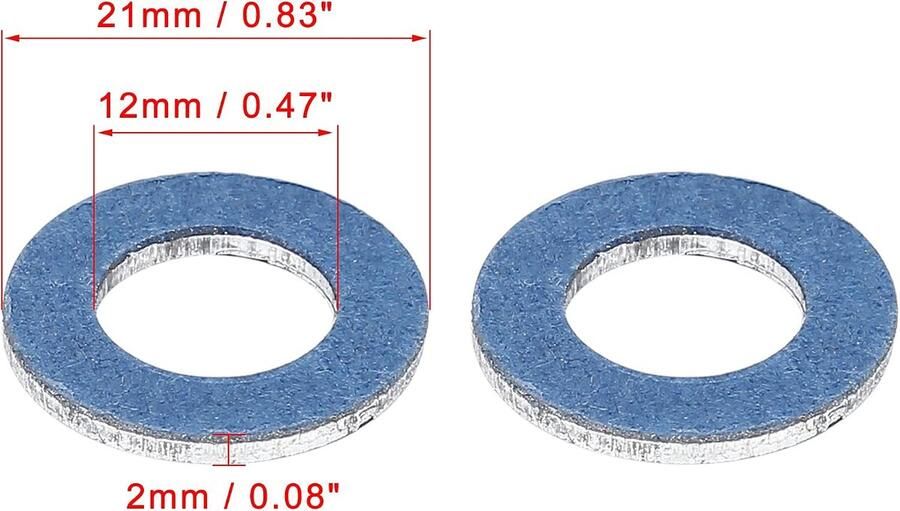 AUTOHAUX 5 stuks olie-aftapschroef afdichtring M12 olieaftapafdichtingen van aluminiumlegering 90430-12031 Voor Toyota voor oliebak binnendiameter 12 mm buitendiameter 21 mm dikte 2 mm OE-nr. 90430-12031 staat nieuw