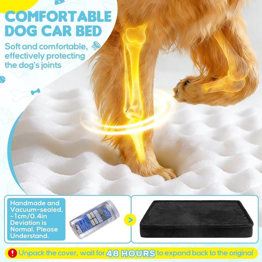 Autokussen voor honden groot hondenhok voor in de auto antislipmat voor honden hondenbed afneembaar en wasbaar antislip onderkant waterdichte hoes (zwart 127 × 62 5 ×