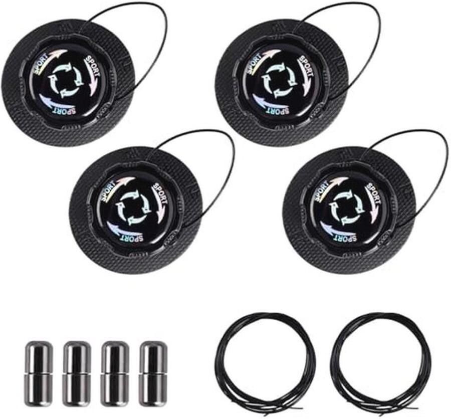 Automatische Draaisluiting Veters voor Schoenen Snelsluiting voor Uniseks Zwart 4 Stuks