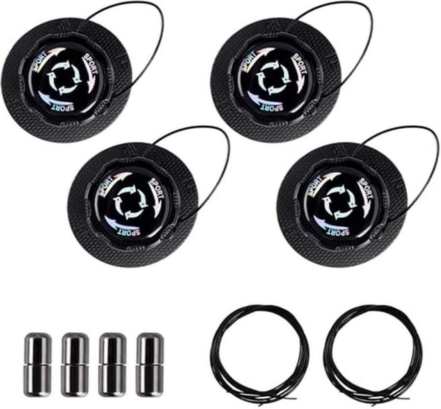 Automatische Draaisluiting Veters voor Schoenen Snelsluiting voor Uniseks Zwart 4 Stuks