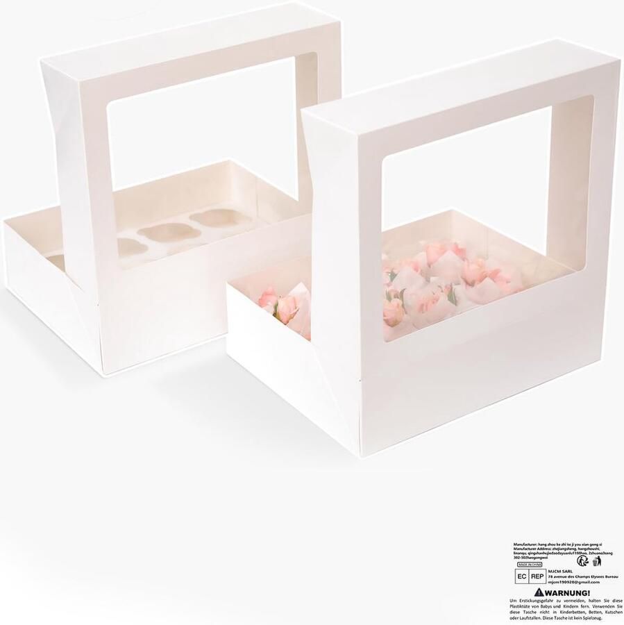 Automatische pop-up 12 cupcake-dozen met venster wit stuks