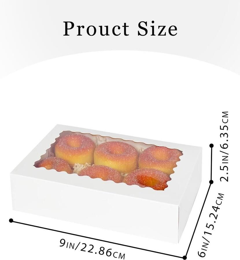 Automatische pop-up 50 stuks witte gebaksdozen met venster donut- en taartdozen 22 86 x 15 24 x bakkerijdoos (22 86 x