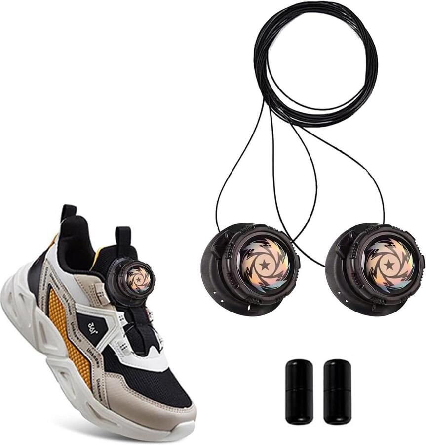 Automatische Veters Geen Strik Veters Snel Schoenen Sluiten Geen Installatie Nodig 2 Stuks Zwart