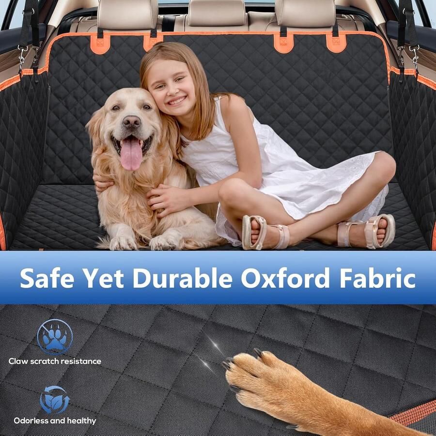 Autostoelhoes met Harde Onderkant [Breder & Metalen Clip] Achterbank Verlengstuk Waterdichte Hangmat Universeel voor Auto's SUV's en Koffers