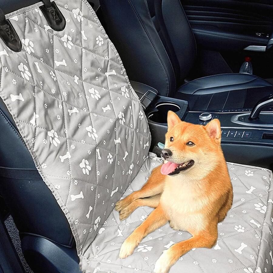 Autostoelhoes Voor Honden Auto Voorstoel Beschermhoes Waterdicht Hondenautostoelhoezen Geschikt voor het hele jaar door past op de meeste auto's (grijs)