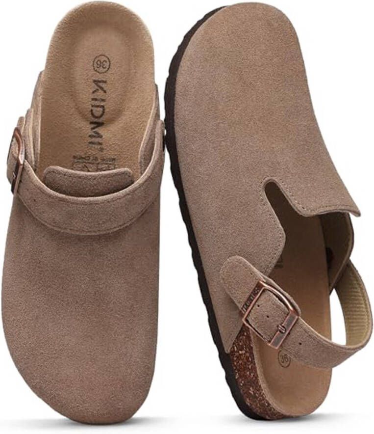 Aventury suède clogs dames Instappers Slippers Clogs Taupe