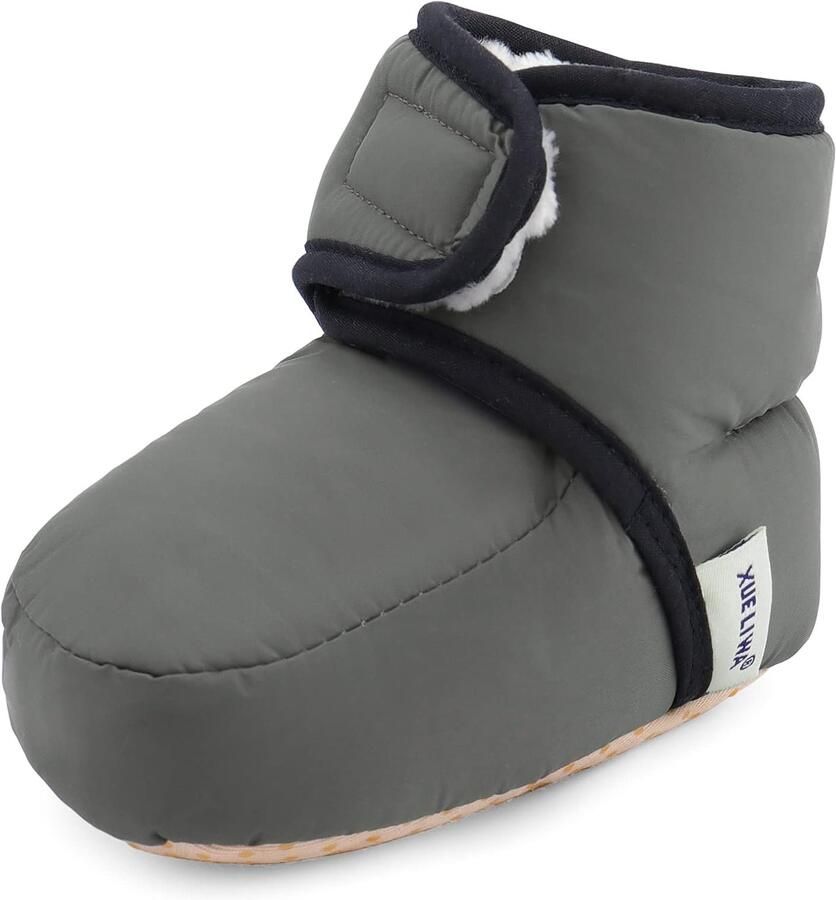 Baby m Grijze Suede Laarsjes met Pluche Voering Antislip