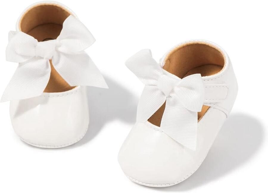 Baby Meisjes Mary Jane Flats met Strik Katoenen Anti Skid Zool voor Eerste Wandeling