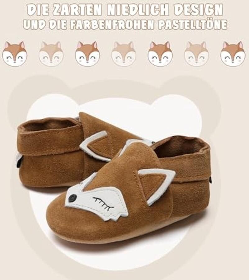 Baby Schoenen Leren Slippers voor Lopen Chestnut Fox