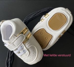 Baby Schoenen Sneakers twee strepen wit goud