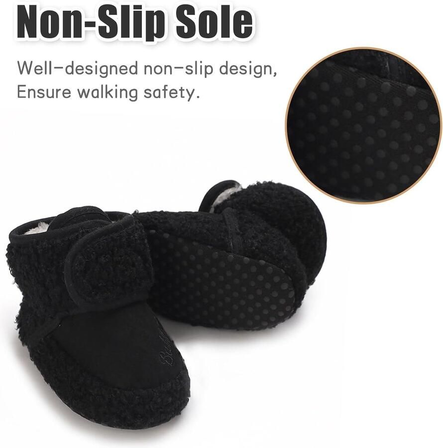 Baby schoenen zwarte enkellaarsjes antislip perfect voor de eerste stapjes ShopVlot