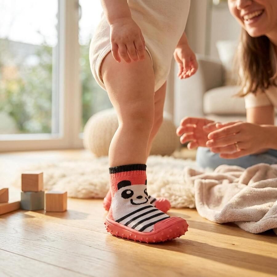 Baby Slippers 1 3 ABS Rubber Zool Bear Roze Ideaal voor baden ShopVlot - Foto 1