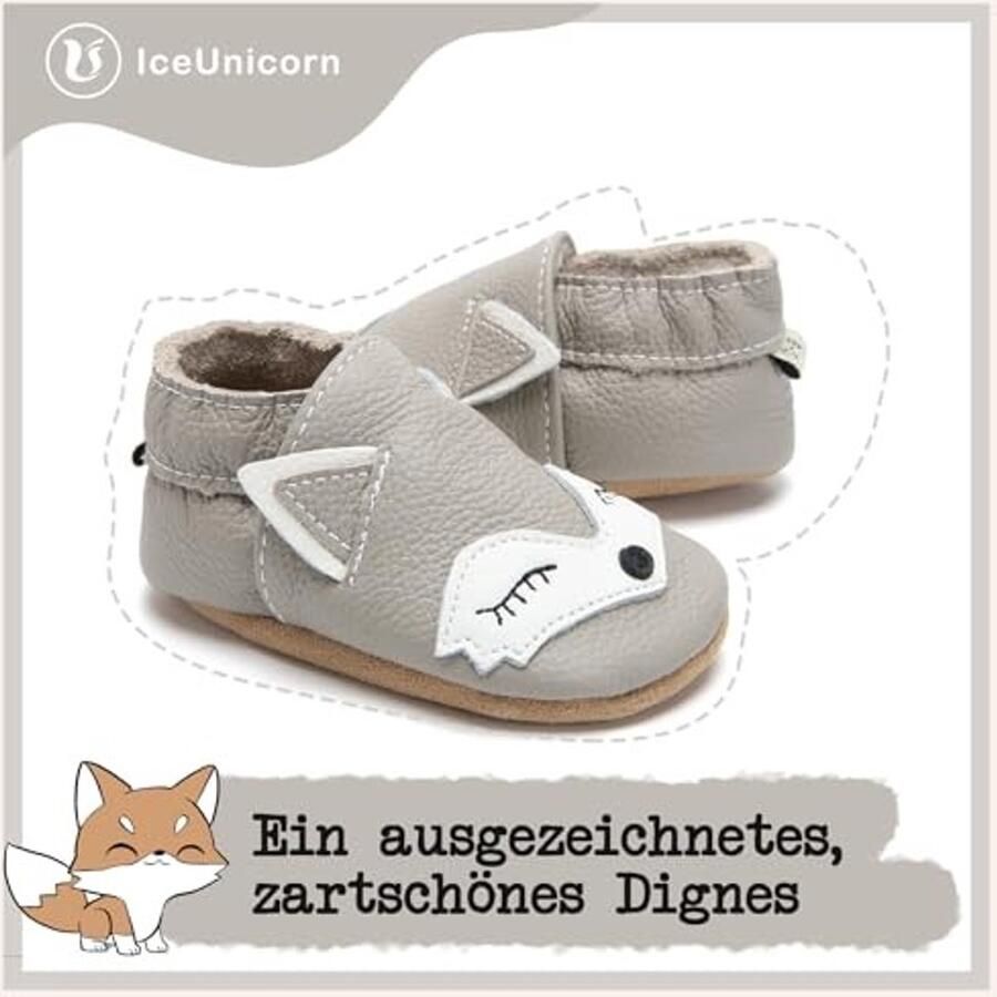 Baby Slippers Zachte Leer en Cartoon Patroon