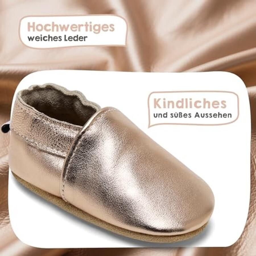 Baby slippers van zacht leer voor eerste stapjes