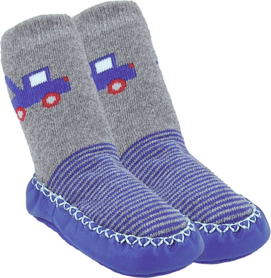 Merkloos Sans marque Baby Slofjes Jongens Pantoffels Autootjes Grijs Blauw - Foto 1