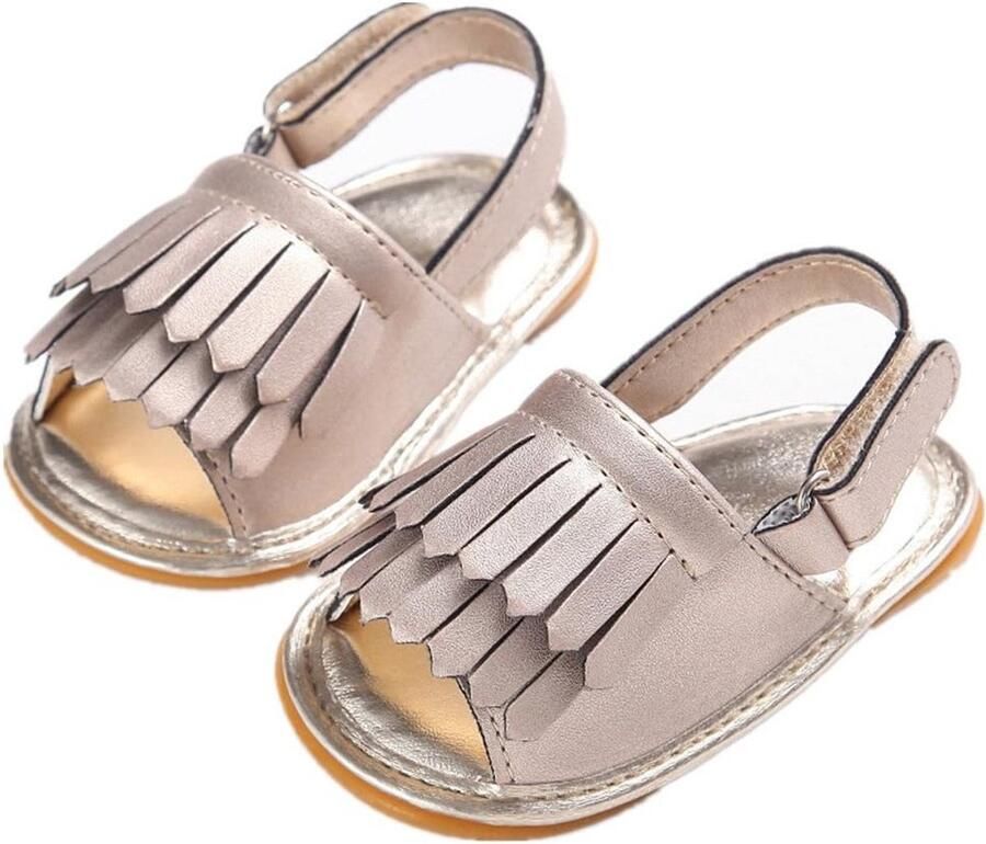 Babysandalen Goud Meerlaagse Tassels Zachte Rubber Zool Antislip voor Meisjes