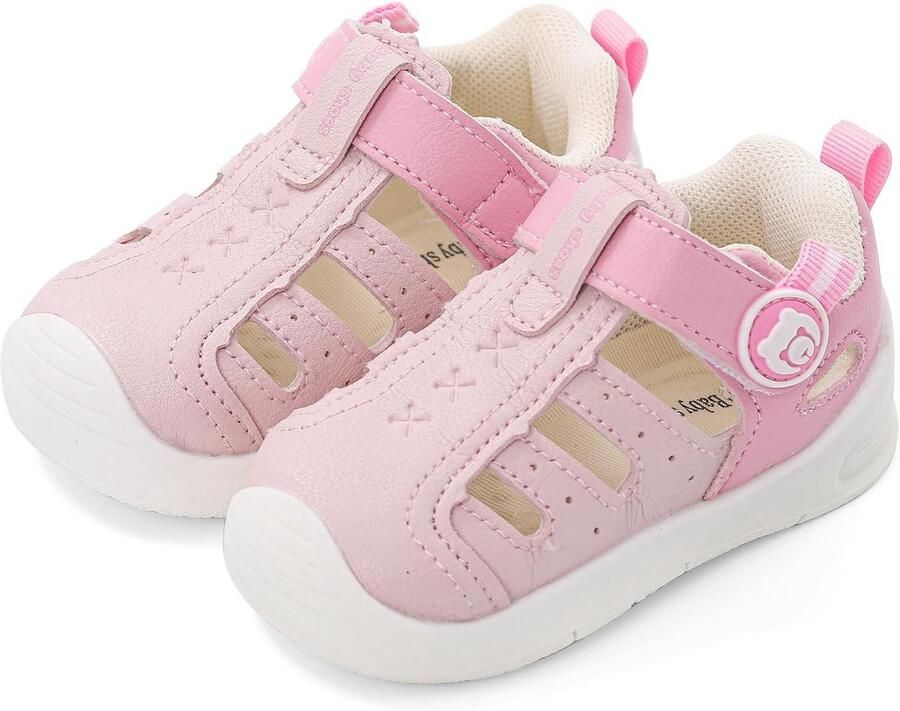 Babysandalen voor leren lopen met gesloten tenen Flexibele eerste loopschoenen voor en